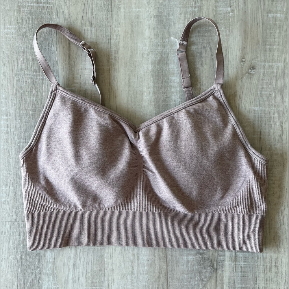 H&M Taupe Sports Bra with Removable Padding & Adjustable Straps Size Small
